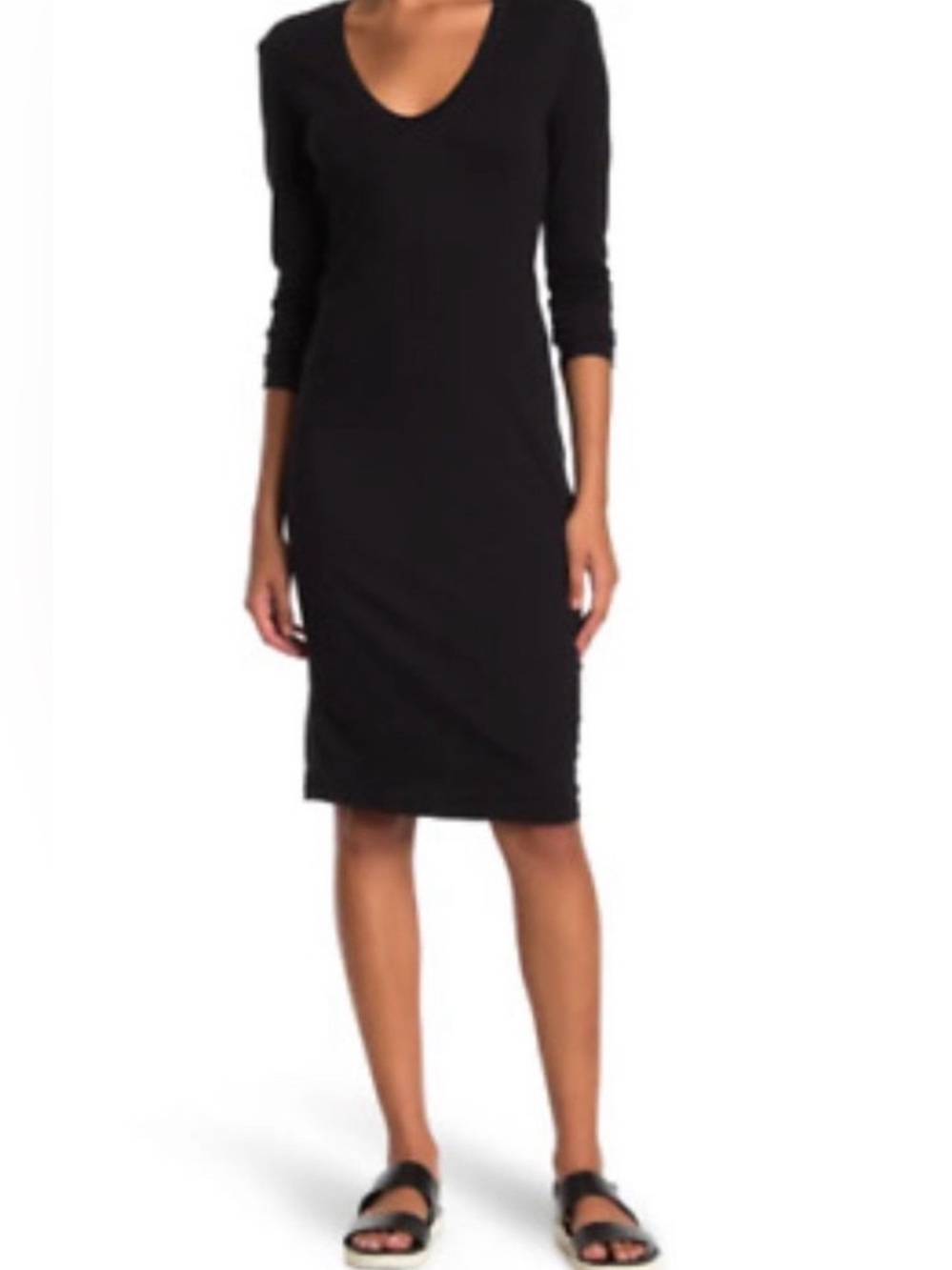 Standard James Perse Deep V-Neck T-Shirt Black Dress Size 3/Large